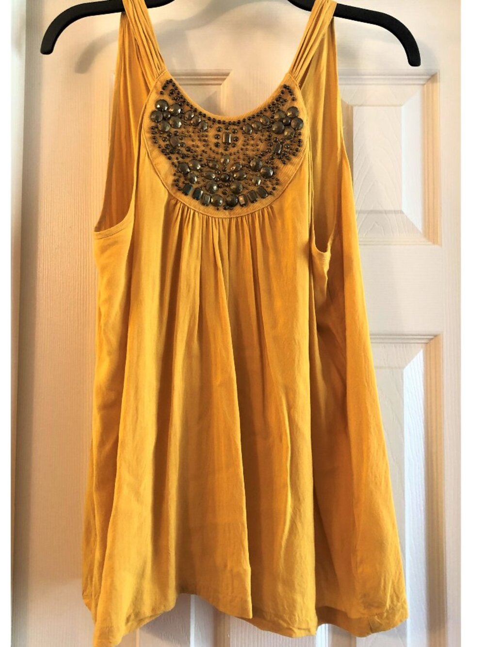 Apt. 9 Mustard Yellow Ornate Neck Tank Top size Medium
